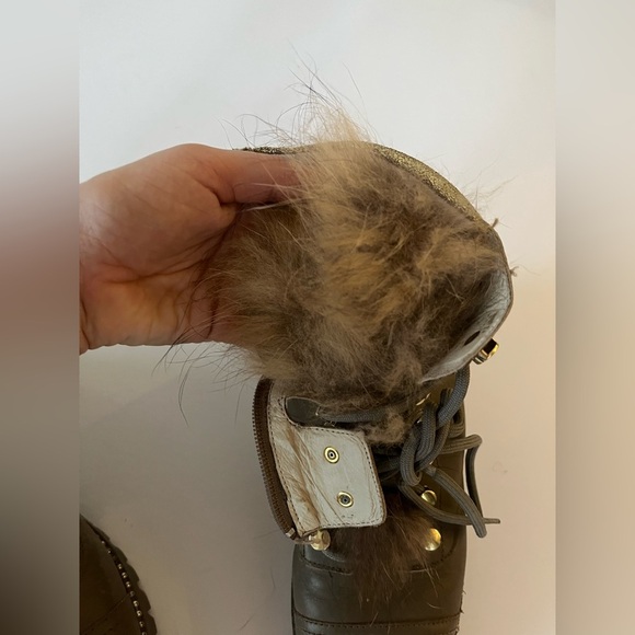 Cecelia New York Trekker Mustang Gold Multi Fur Lace Up Combat Booties Size 8.5 - Picture 9 of 16